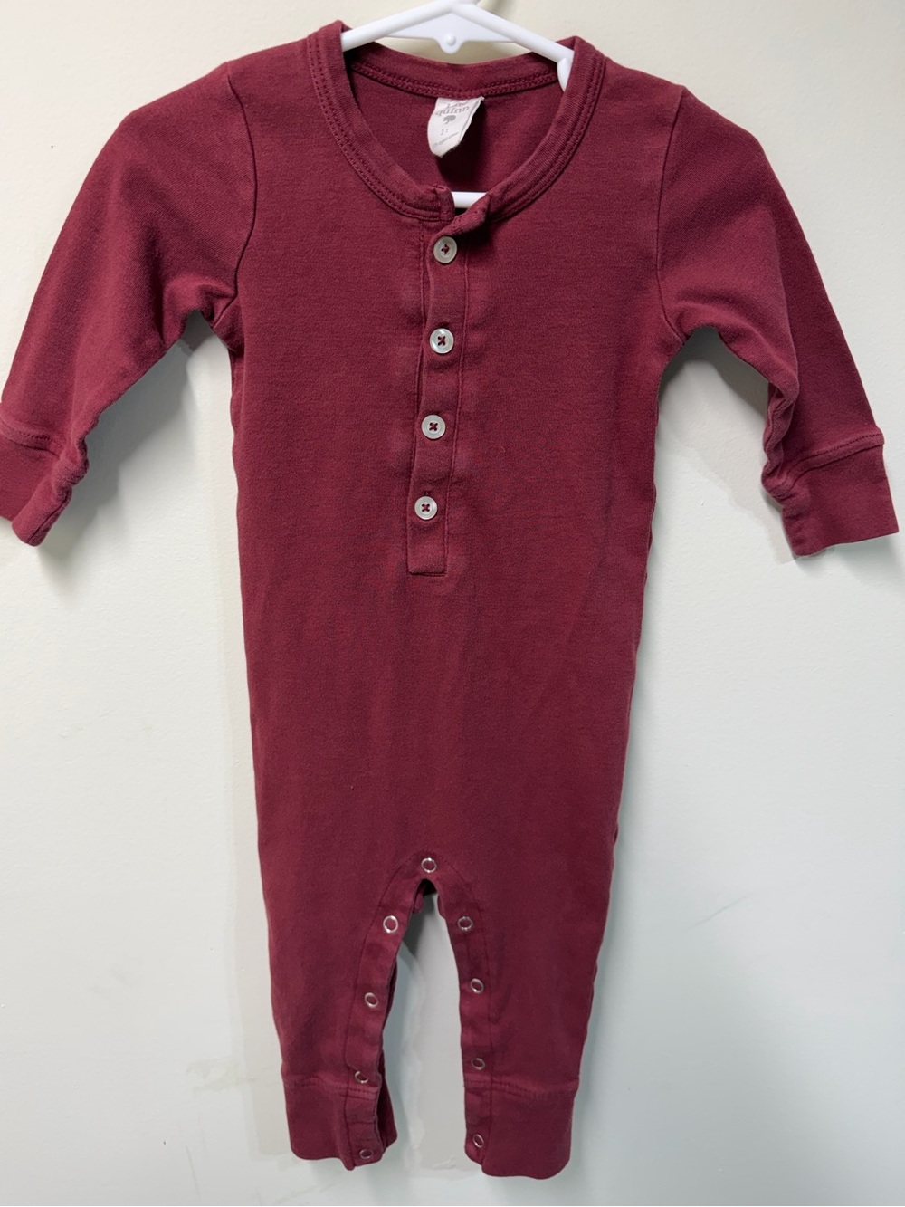 Kate Quinn Long-Sleeve Romper in Wine Red